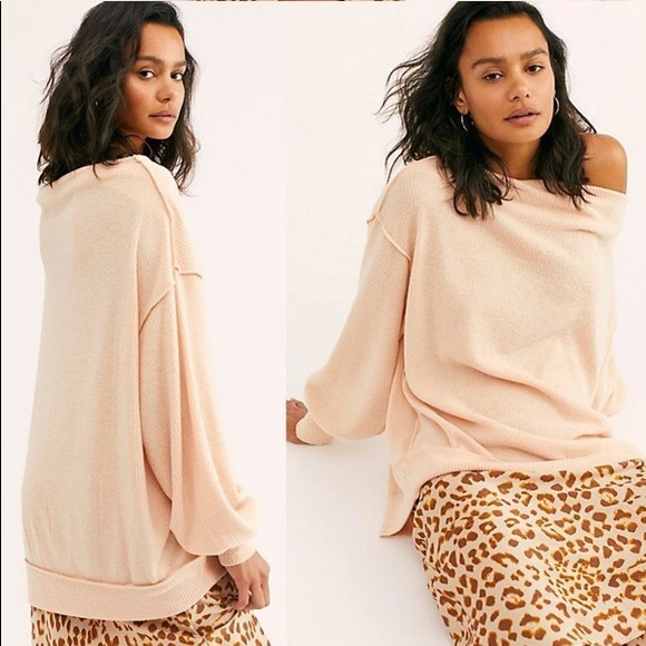 NWT Free People Main Squeeze Hacci Top in Nectar - Picture 1 of 3